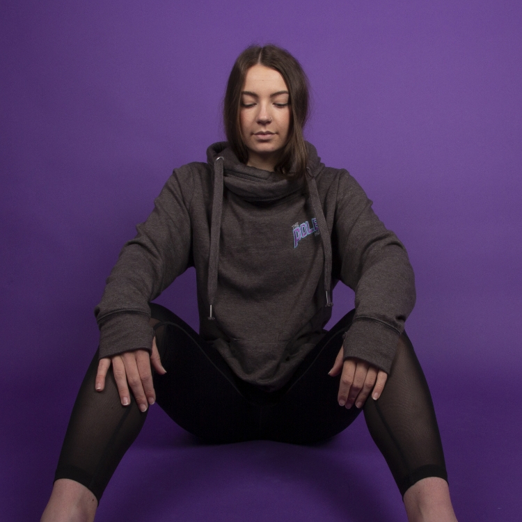 The Pole Hub Pull Over Cross Neck Hoodie in black