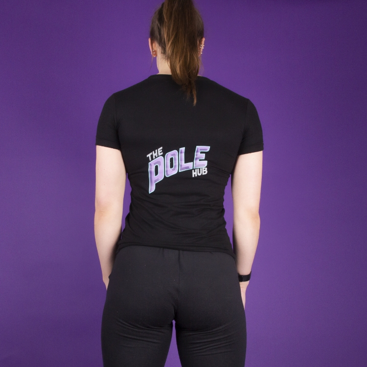 The Pole Hub Short Sleeve T-Shirt in black, back view